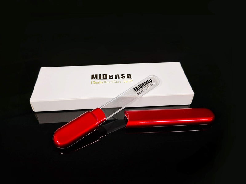 MiDenso Premium Glass Nail File with Case, Crystal Diamond Salon Best Beauty Nail Buffer for Natural and Acrylic Nails Christmas Gift for Woman and Man,Wine Red - Image 2